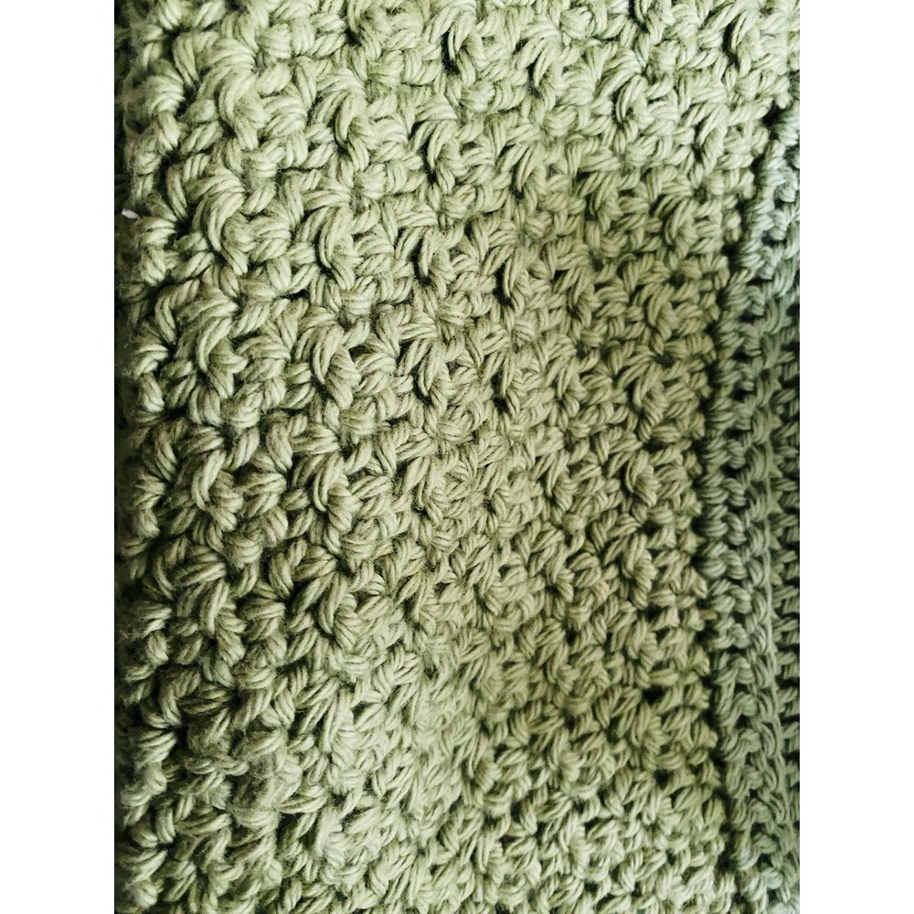 Set of 2 Sage Green Crochet Washcloths Handmade Cotton w/ Hanging Loop